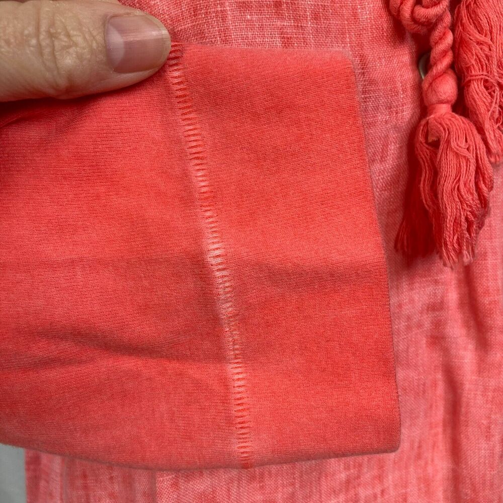 Sandwich Dress Womens Sz 38 M Coral Orange Linen Shift Laced Collar Long Sleeve - Picture 7 of 14